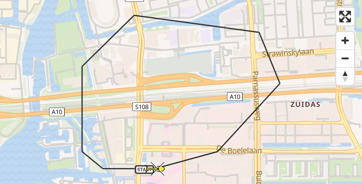 Routekaart van de vlucht: Lifeliner 1 naar VU Medisch Centrum Amsterdam