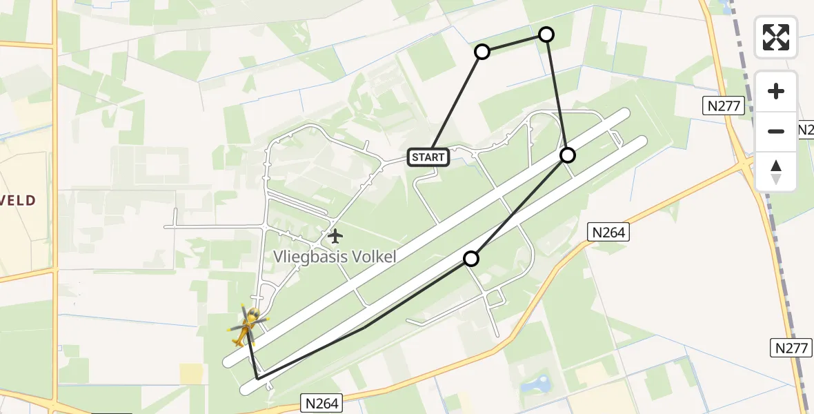 Vluchtroute Traumahelikopter Vliegbasis Volkel - Vliegbasis Volkel, 20 april 2023, 17:03