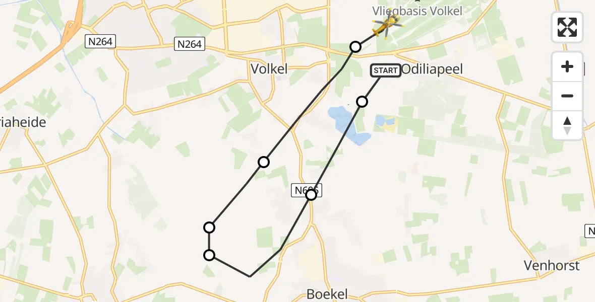 Vluchtroute Traumahelikopter Vliegbasis Volkel - Vliegbasis Volkel, 20 april 2023, 17:32