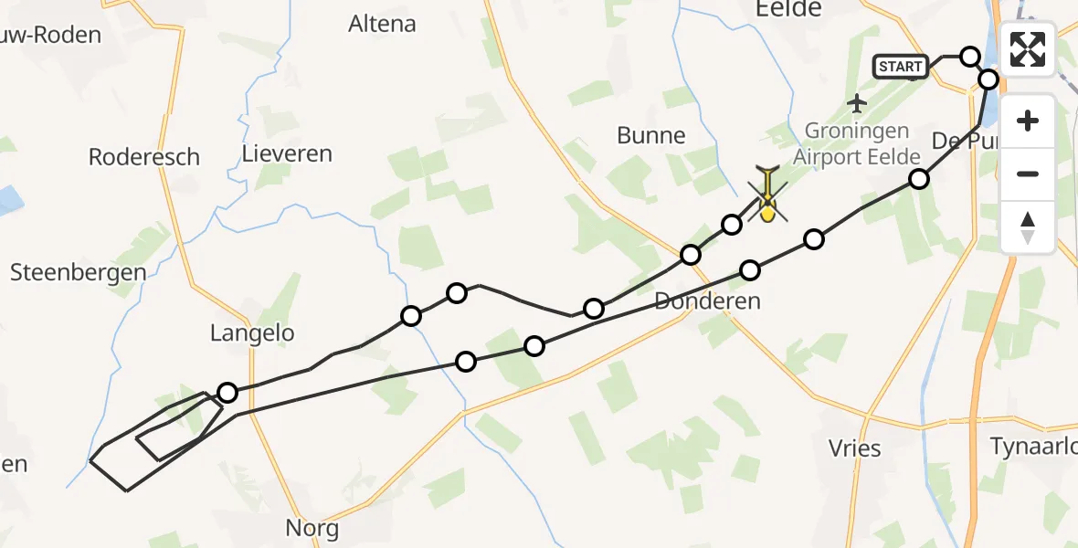 Routekaart van de vlucht: Lifeliner 4 naar Donderen