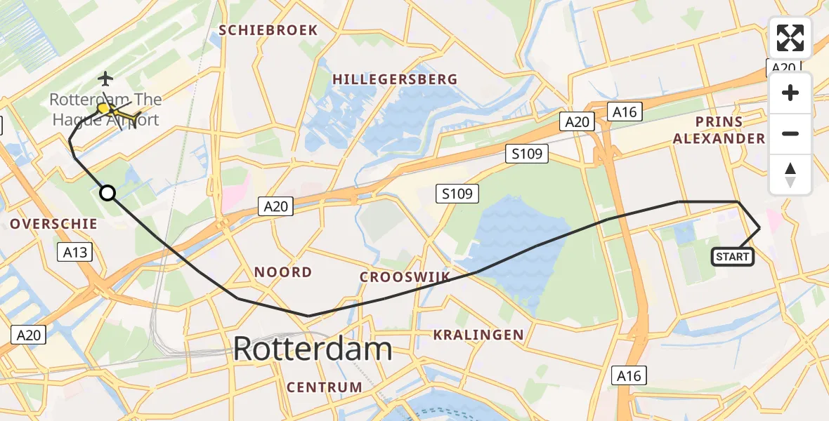 Routekaart van de vlucht: Lifeliner 2 naar Rotterdam The Hague Airport