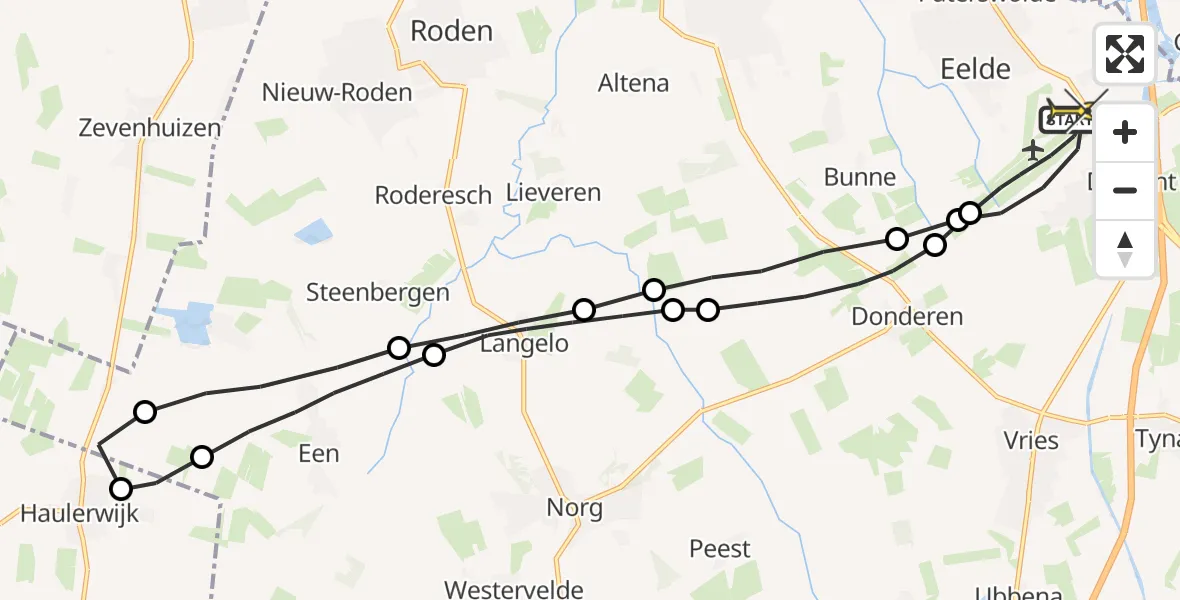 Routekaart van de vlucht: Lifeliner 4 naar Groningen Airport Eelde