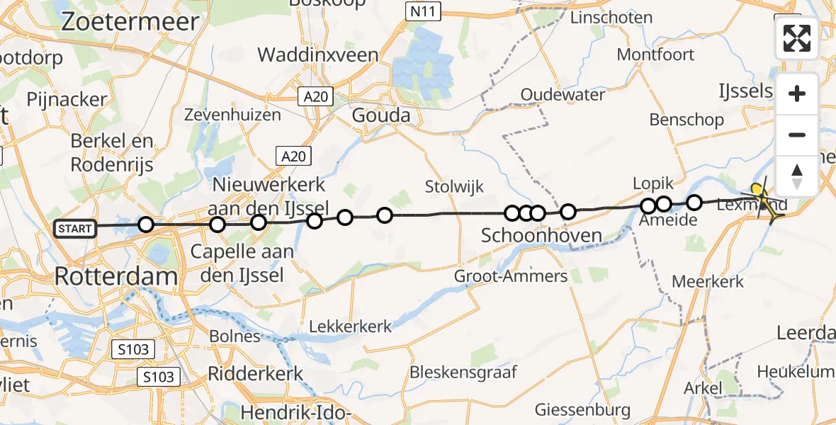 Routekaart van de vlucht: Lifeliner 2 naar Lexmond