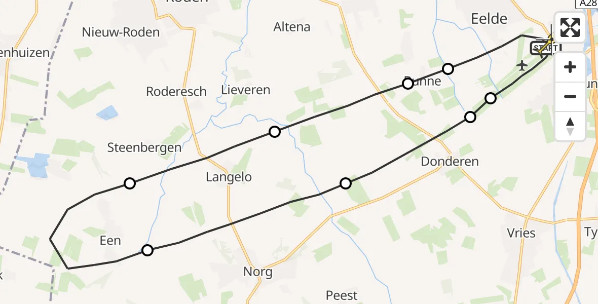 Routekaart van de vlucht: Lifeliner 4 naar Groningen Airport Eelde