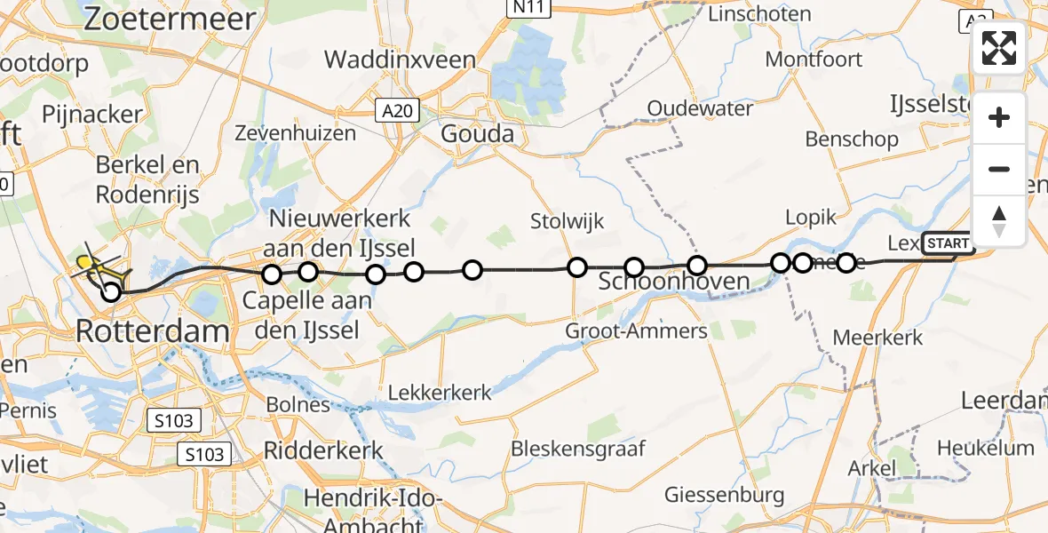 Routekaart van de vlucht: Lifeliner 2 naar Rotterdam The Hague Airport