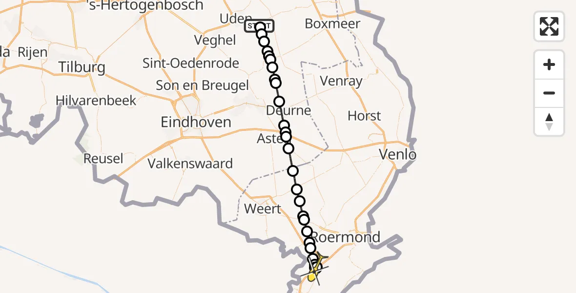 Routekaart van de vlucht: Lifeliner 3 naar Sint Joost