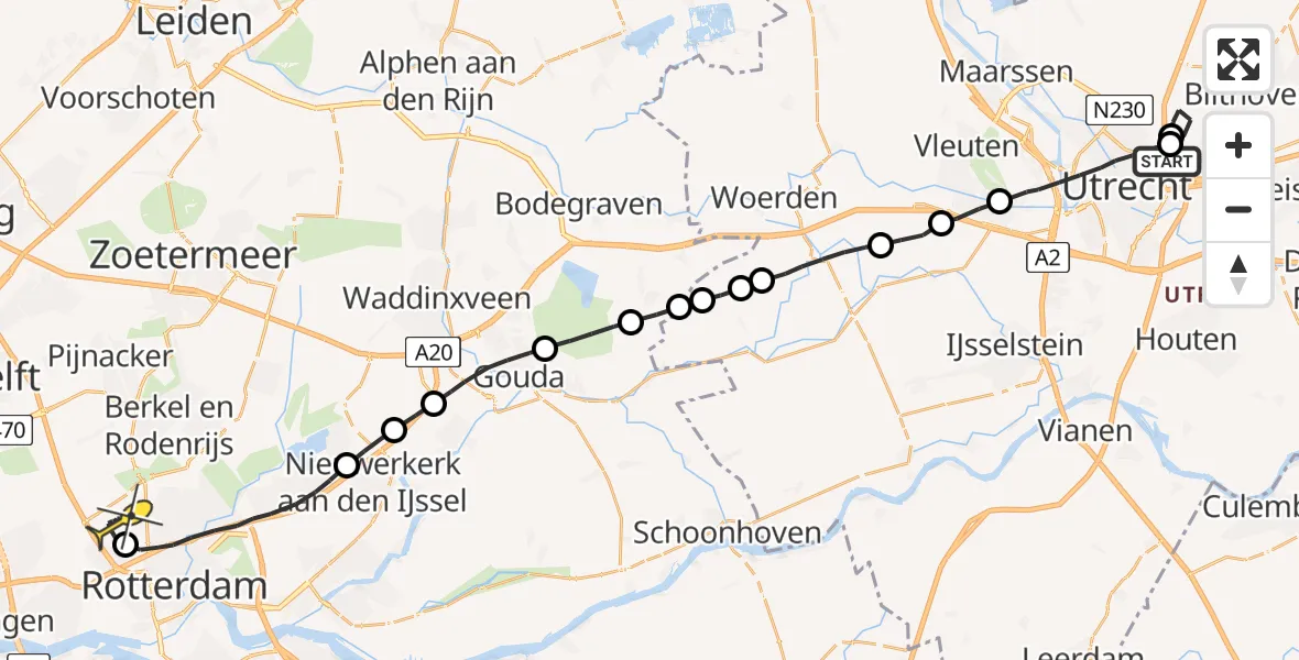 Routekaart van de vlucht: Lifeliner 2 naar Rotterdam The Hague Airport