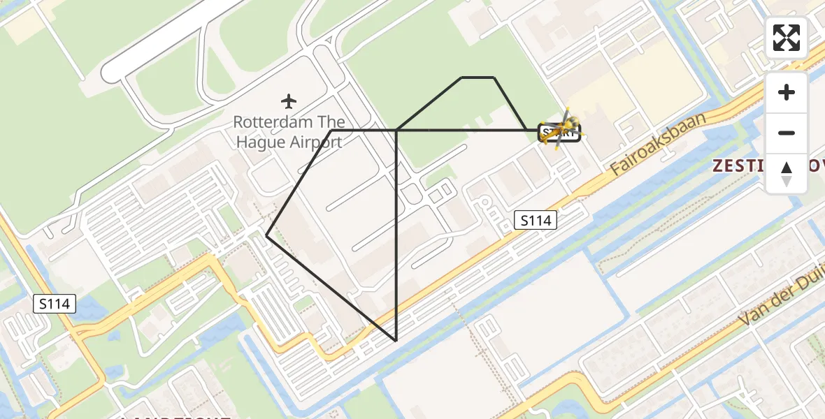Vluchtroute Traumahelikopter Rotterdam The Hague Airport - Rotterdam The Hague Airport, 21 april 2023, 16:23