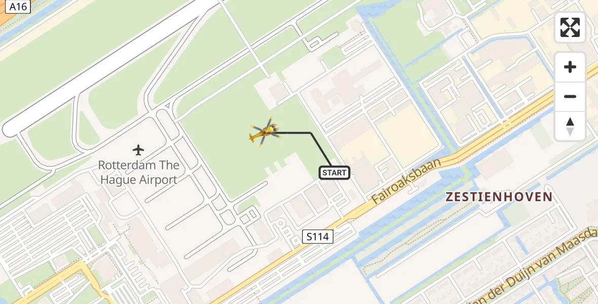 Vluchtroute Traumahelikopter Rotterdam The Hague Airport - Rotterdam The Hague Airport, 21 april 2023, 17:29