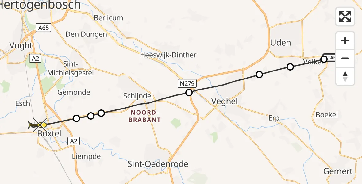 Routekaart van de vlucht: Lifeliner 3 naar Boxtel