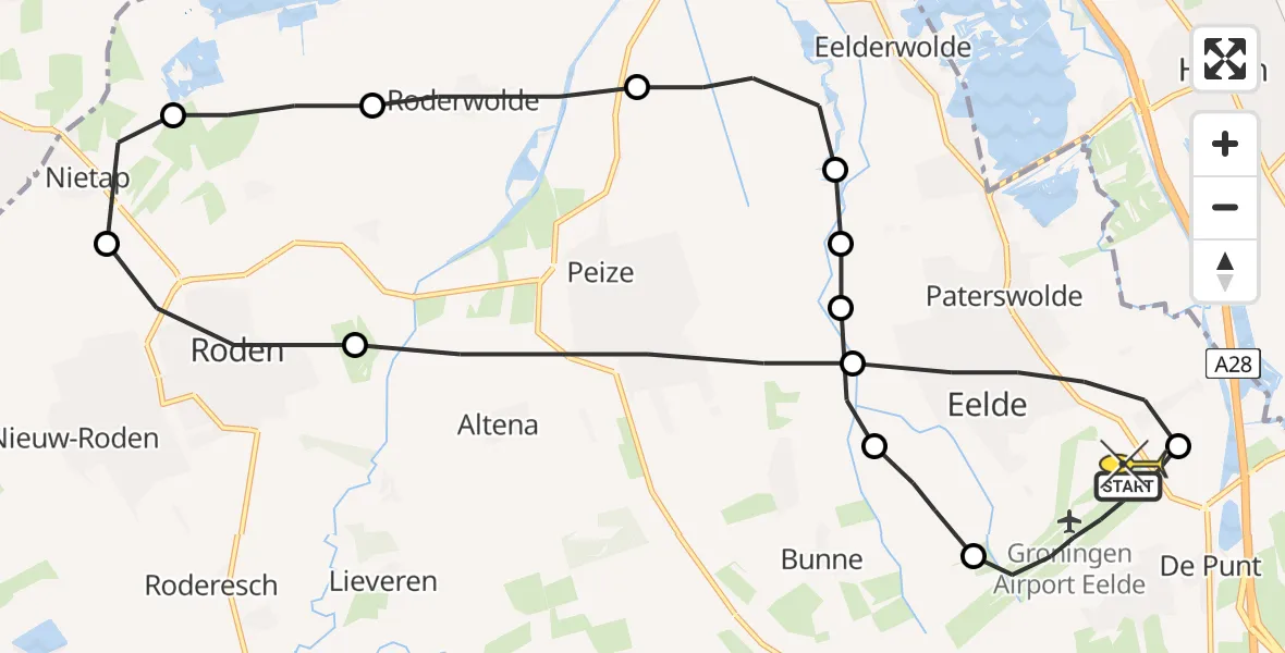 Routekaart van de vlucht: Lifeliner 4 naar Groningen Airport Eelde