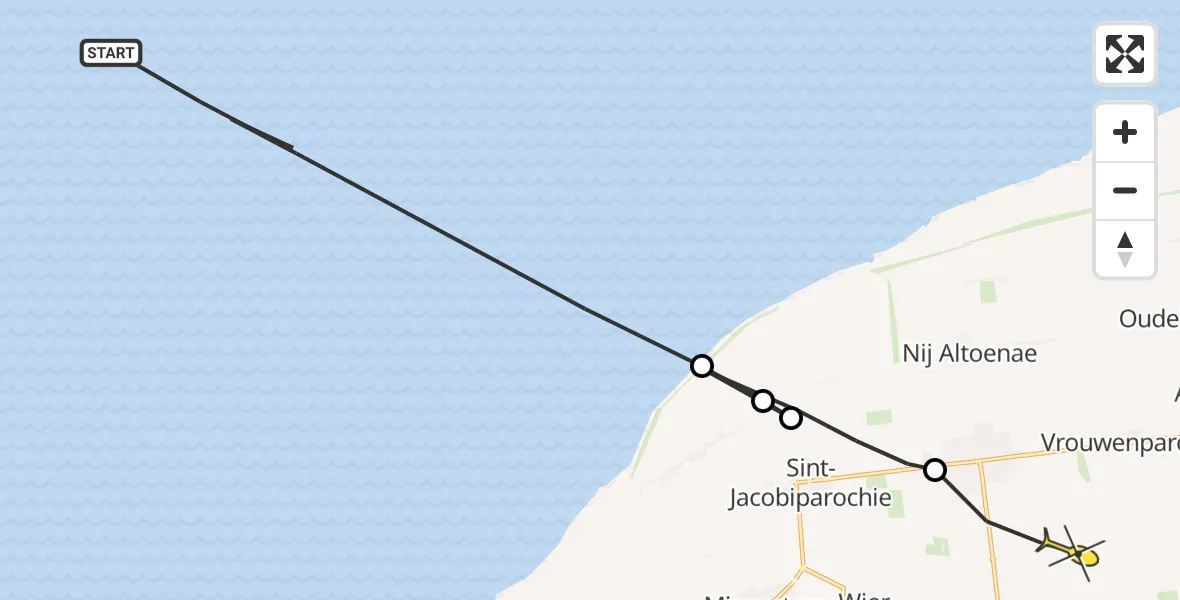 Routekaart van de vlucht: Ambulanceheli naar St.-Annaparochie