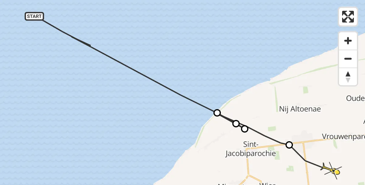 Routekaart van de vlucht: Ambulancehelikopter naar St.-Annaparochie