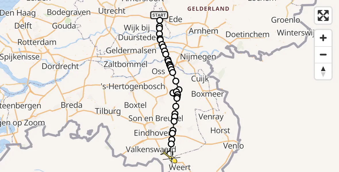 Routekaart van de vlucht: Lifeliner 3 naar Maarheeze