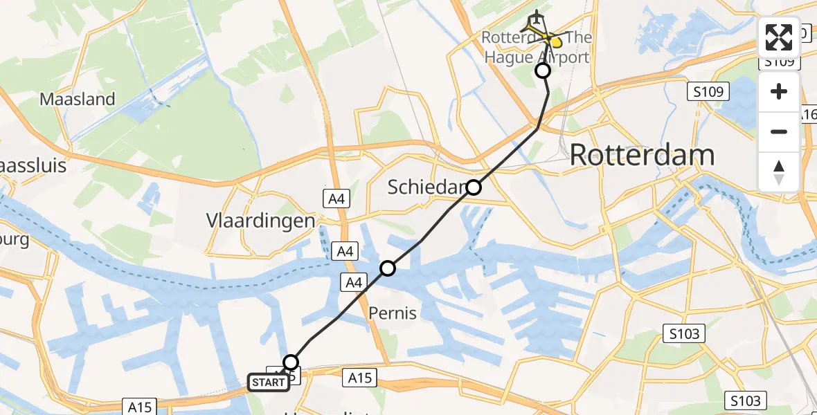 Routekaart van de vlucht: Lifeliner 2 naar Rotterdam The Hague Airport