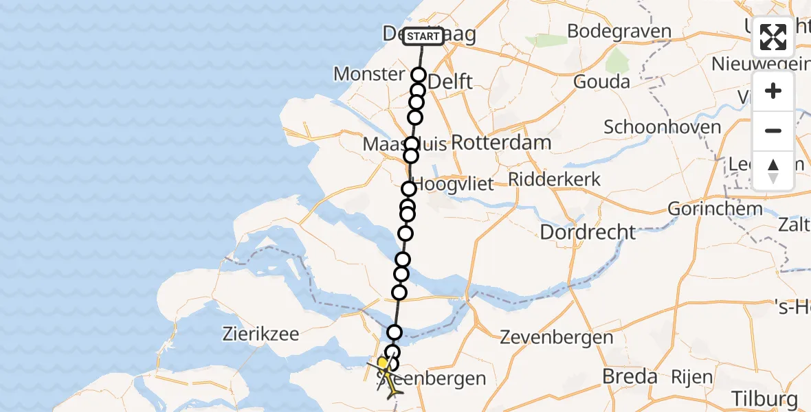 Routekaart van de vlucht: Lifeliner 2 naar Nieuw-Vossemeer