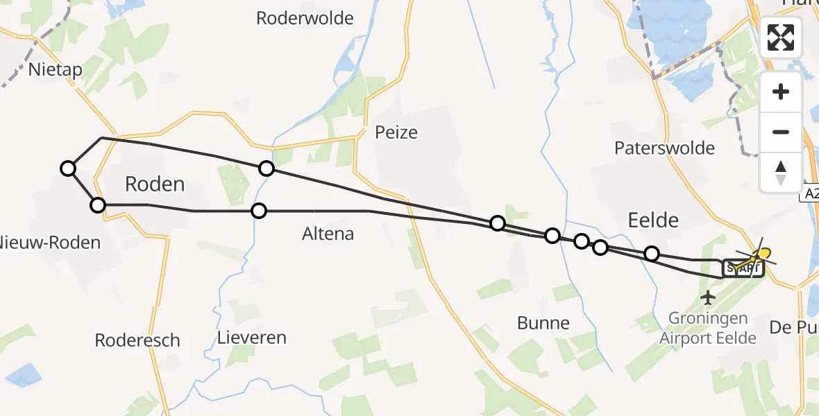 Routekaart van de vlucht: Lifeliner 4 naar Groningen Airport Eelde