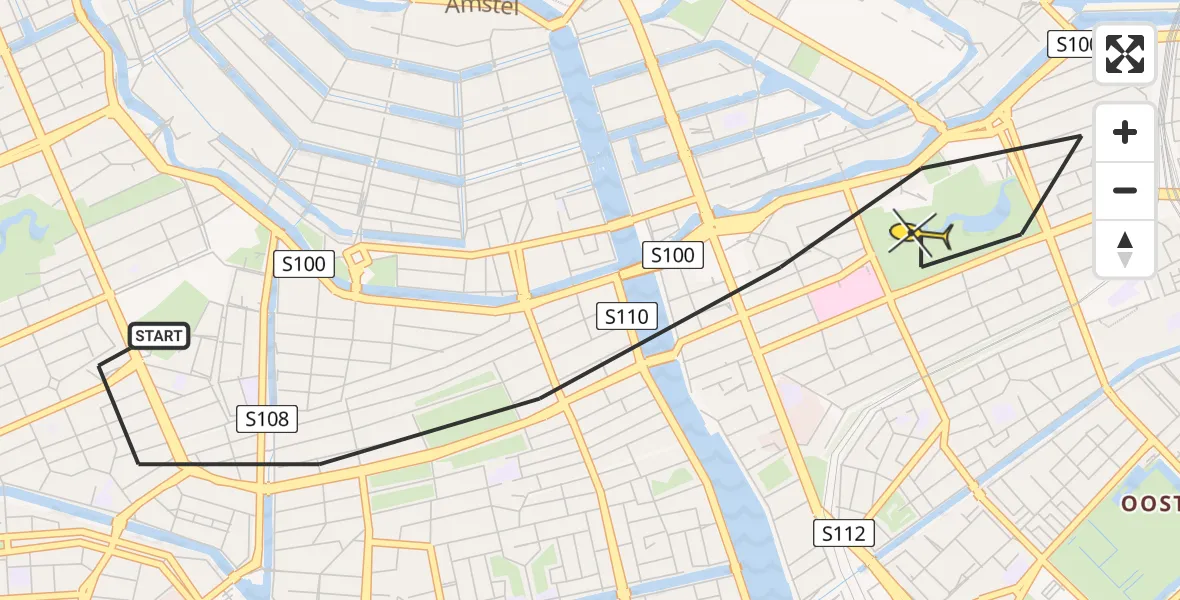 Routekaart van de vlucht: Lifeliner 1 naar Amsterdam