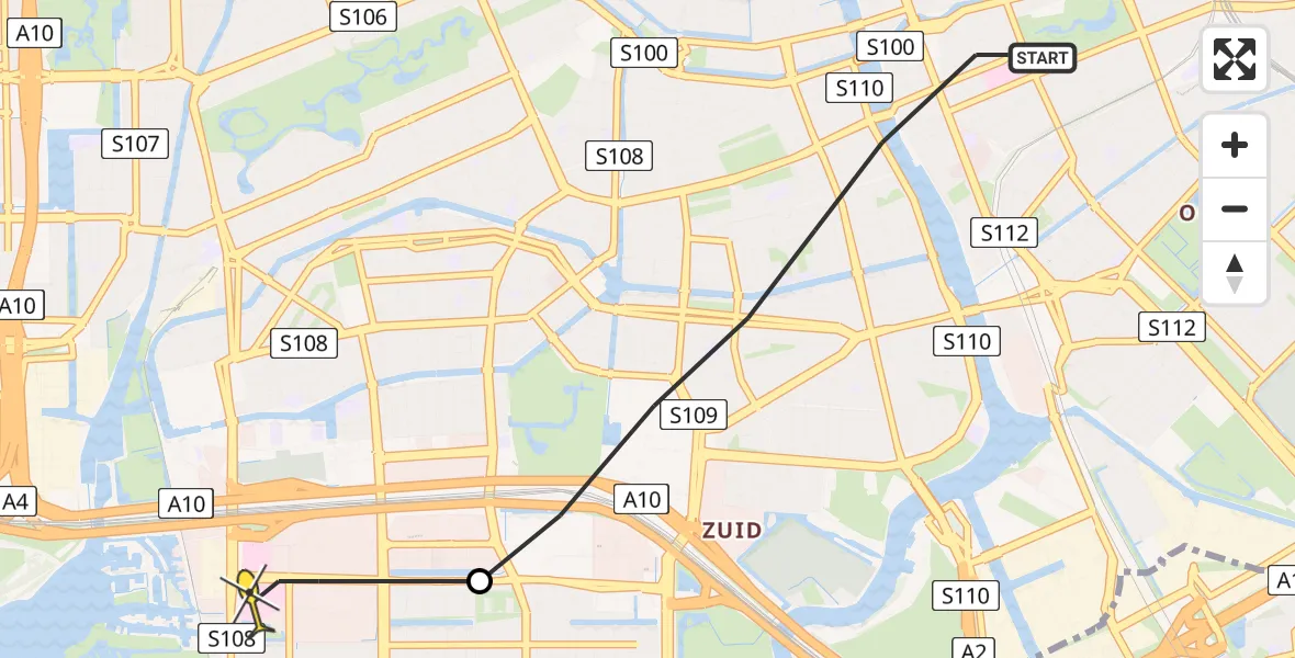 Routekaart van de vlucht: Lifeliner 1 naar VU Medisch Centrum Amsterdam