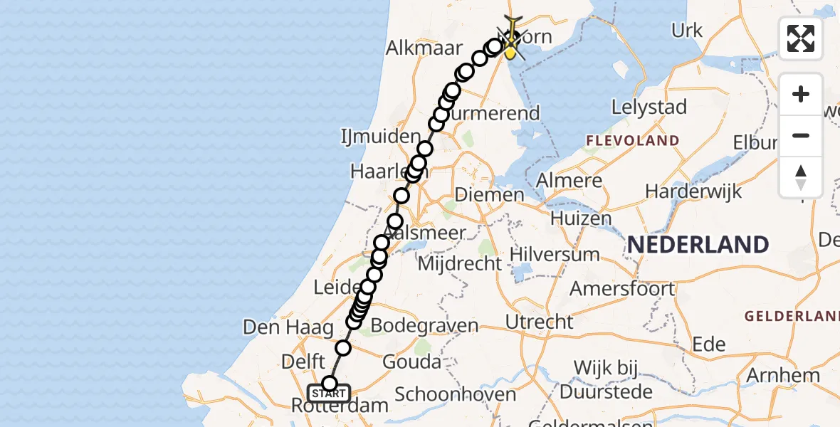 Routekaart van de vlucht: Lifeliner 2 naar Berkhout