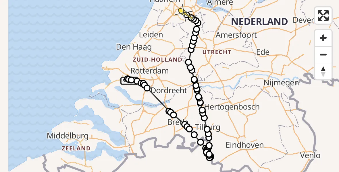 Routekaart van de vlucht: Politiehelikopter naar Amstelveen