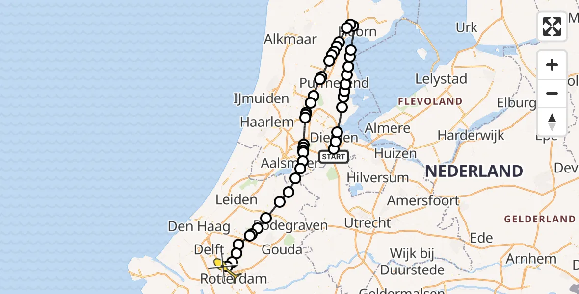 Routekaart van de vlucht: Lifeliner 2 naar Rotterdam The Hague Airport