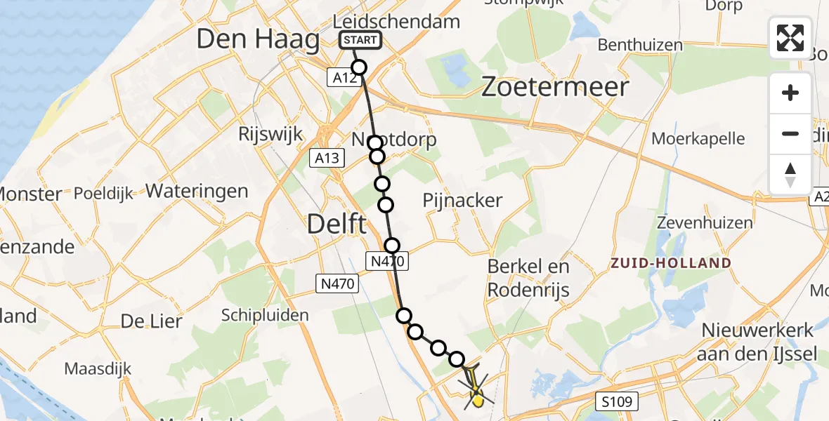 Routekaart van de vlucht: Lifeliner 2 naar Rotterdam The Hague Airport