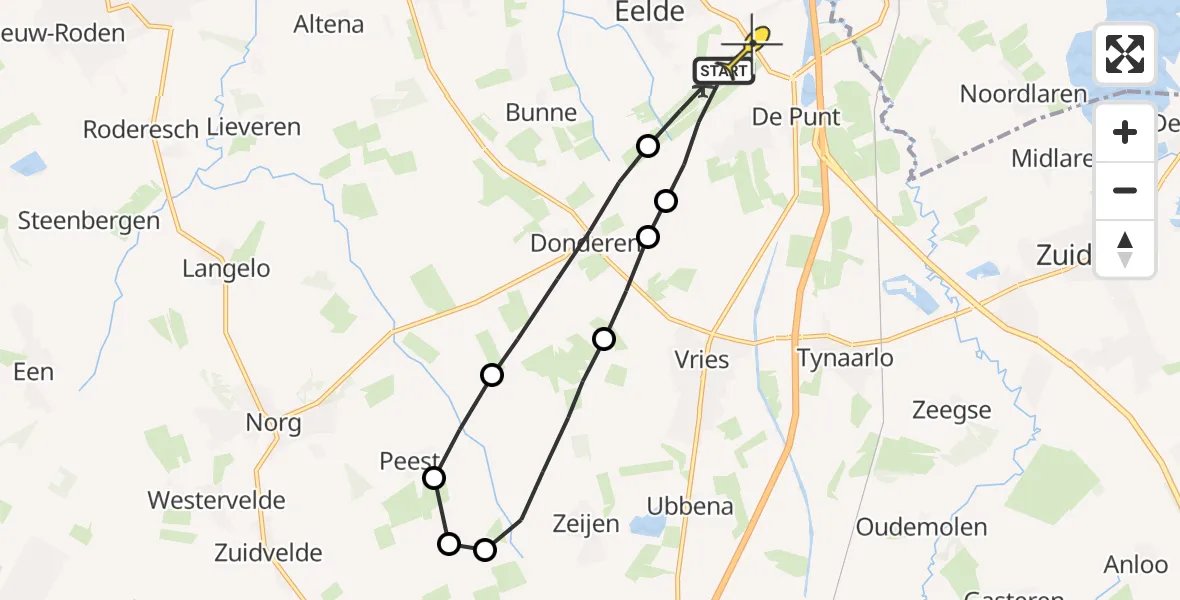 Routekaart van de vlucht: Lifeliner 4 naar Groningen Airport Eelde