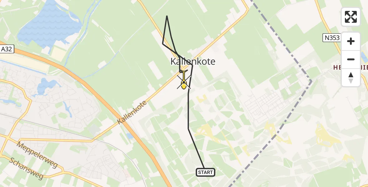 Routekaart van de vlucht: Lifeliner 4 naar Kallenkote