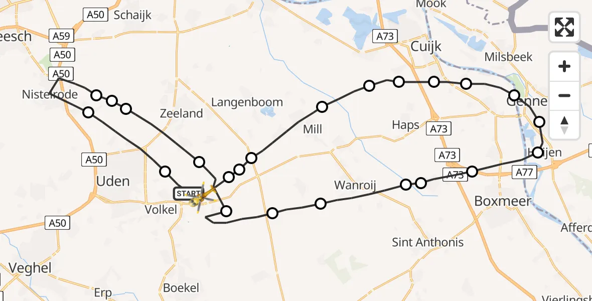 Vluchtroute Traumahelikopter Vliegbasis Volkel - Vliegbasis Volkel, 23 april 2023, 10:58