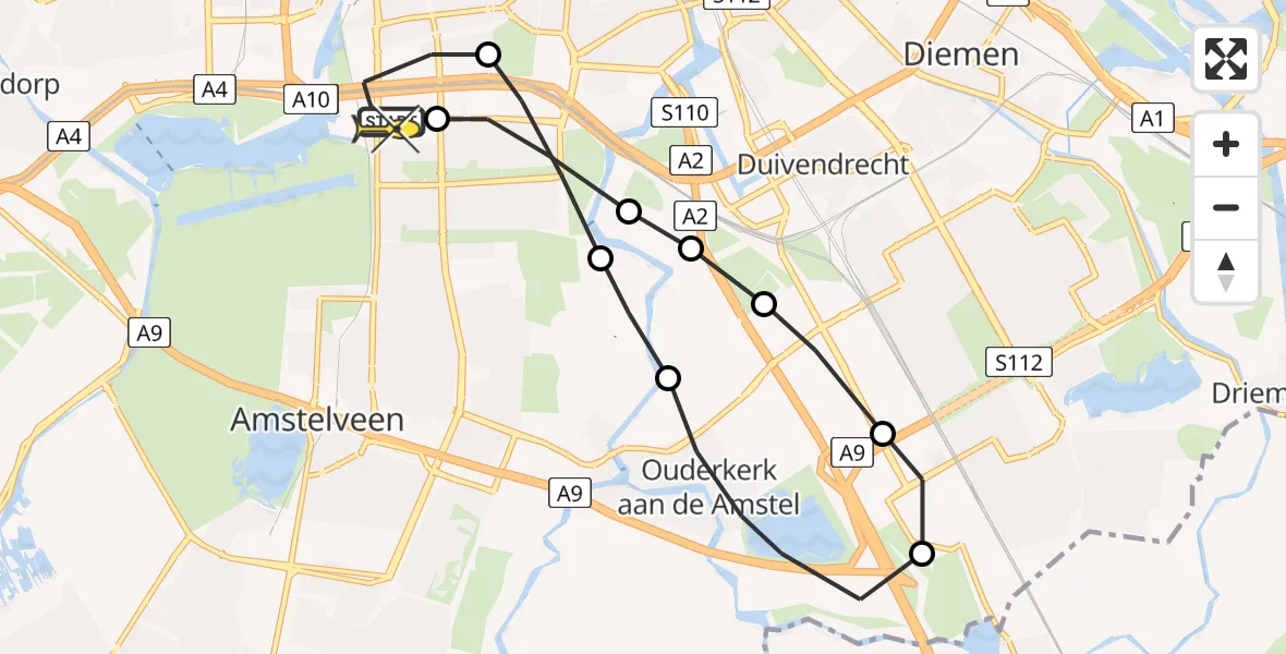 Routekaart van de vlucht: Lifeliner 1 naar VU Medisch Centrum Amsterdam