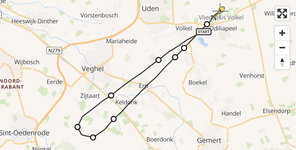 Routekaart van de vlucht: Lifeliner 3 naar Vliegbasis Volkel