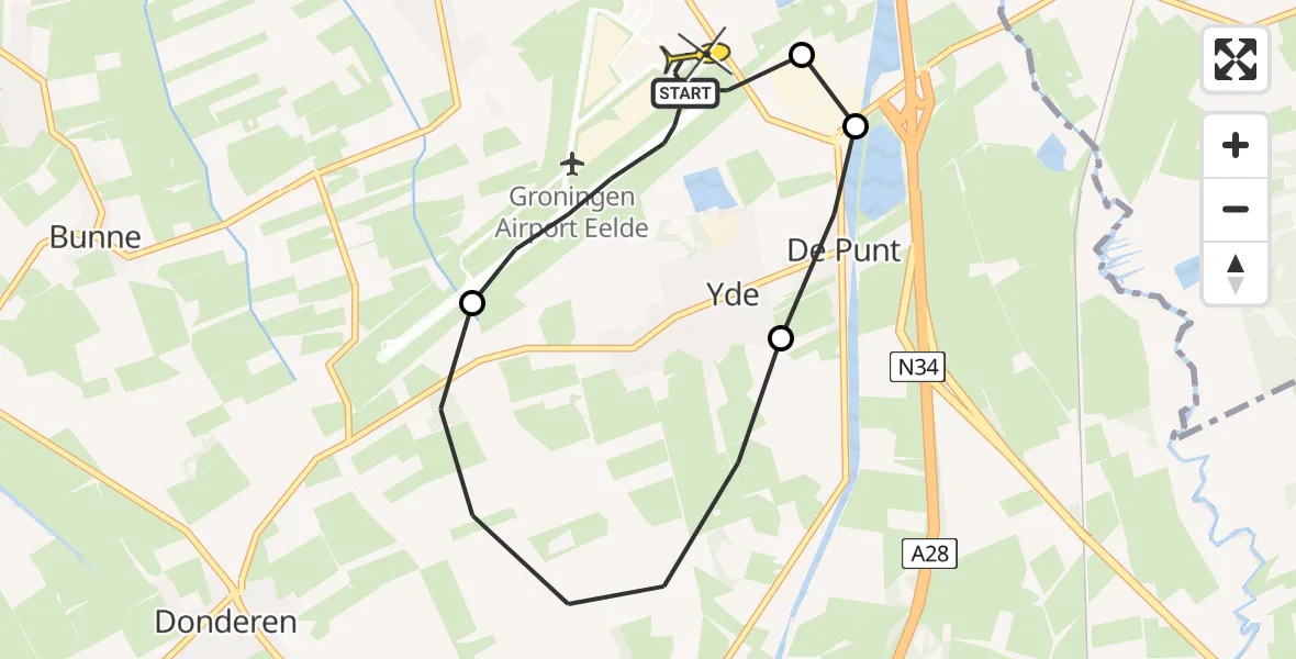 Routekaart van de vlucht: Lifeliner 4 naar Groningen Airport Eelde