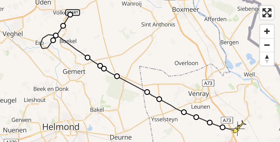 Routekaart van de vlucht: Lifeliner 3 naar Horst