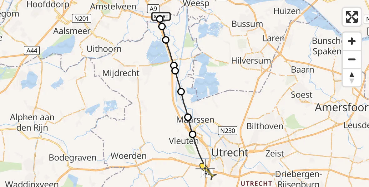 Routekaart van de vlucht: Lifeliner 1 naar Utrecht