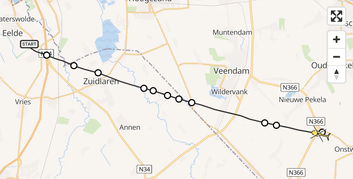 Routekaart van de vlucht: Lifeliner 4 naar Alteveer