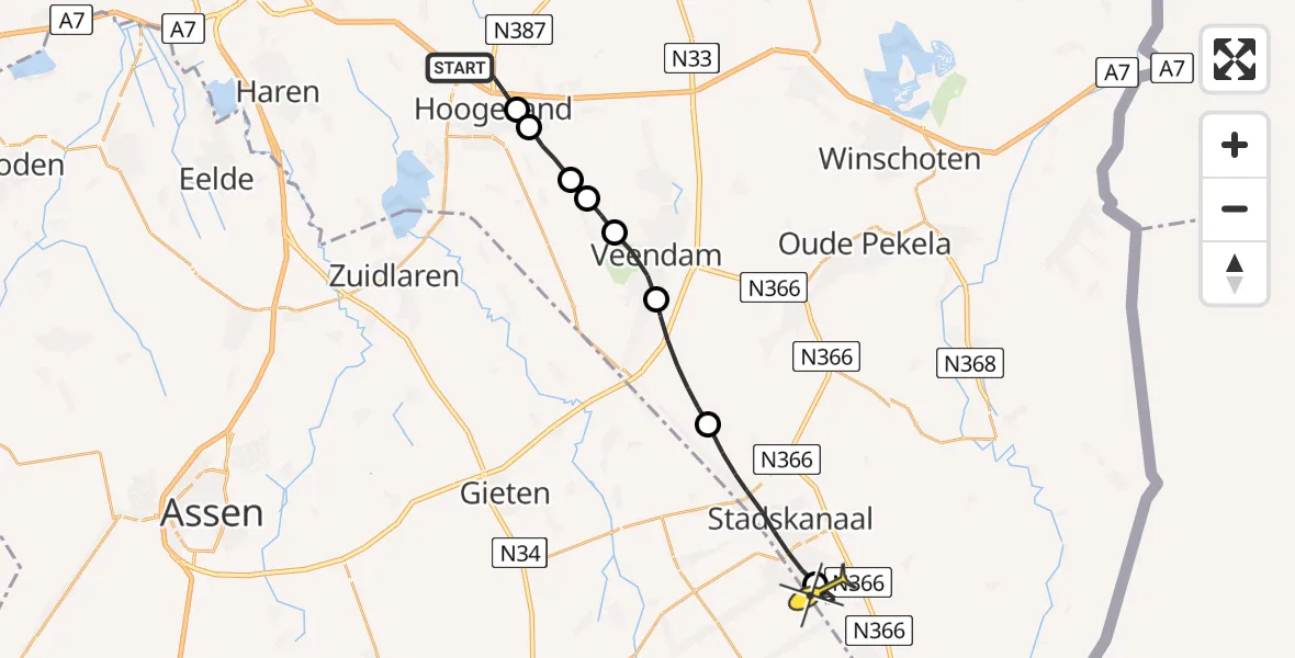 Routekaart van de vlucht: Lifeliner 4 naar Musselkanaal