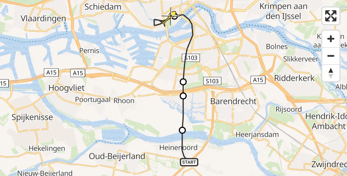 Routekaart van de vlucht: Lifeliner 3 naar Erasmus MC