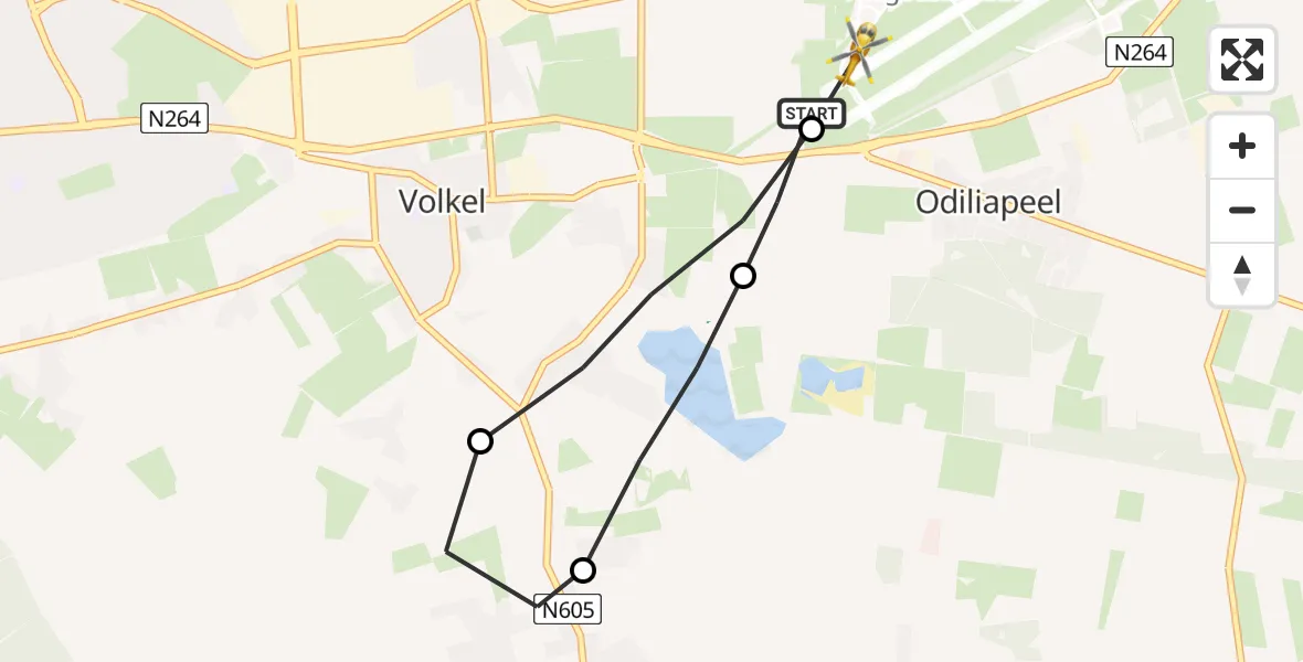 Vluchtroute Traumahelikopter Vliegbasis Volkel - Vliegbasis Volkel, 25 april 2023, 15:04