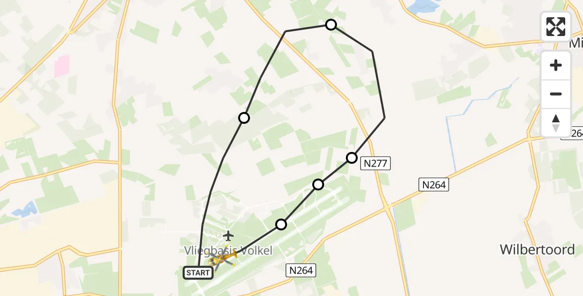 Vluchtroute Traumahelikopter Vliegbasis Volkel - Vliegbasis Volkel, 25 april 2023, 15:07