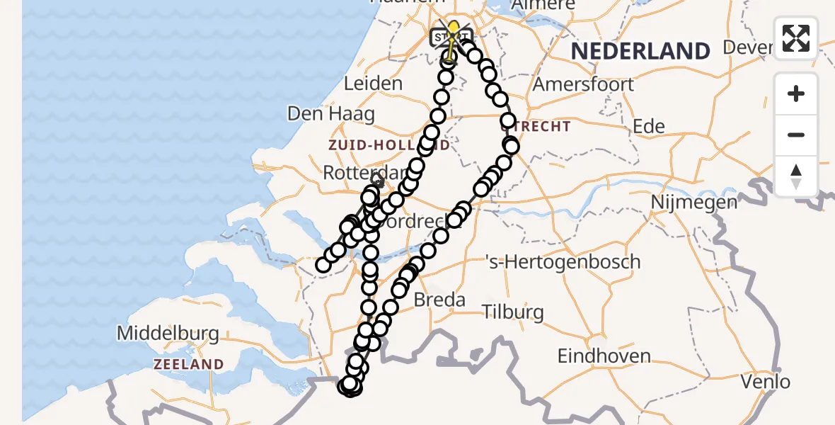 Vluchtroute Politiehelikopter van Amstelveen naar Amstelveen