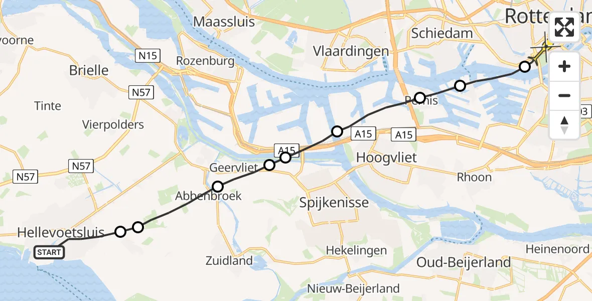 Routekaart van de vlucht: Lifeliner 2 naar Erasmus MC