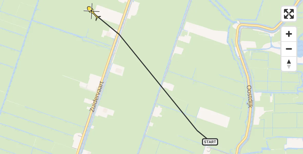 Routekaart van de vlucht: Politiehelikopter naar Zuidschermer