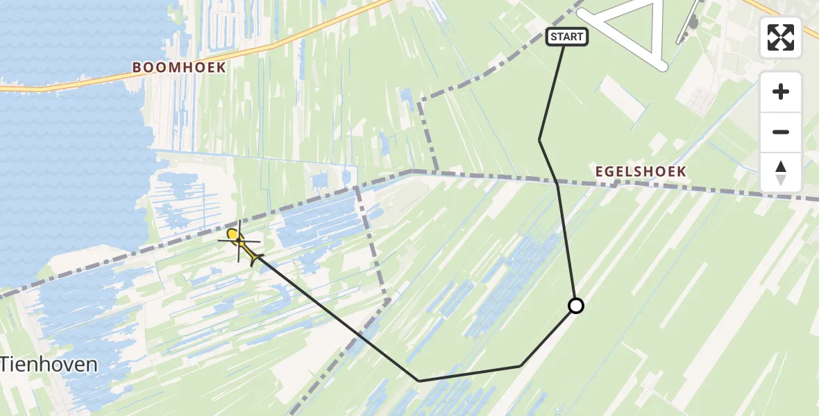 Routekaart van de vlucht: Lifeliner 1 naar Tienhoven