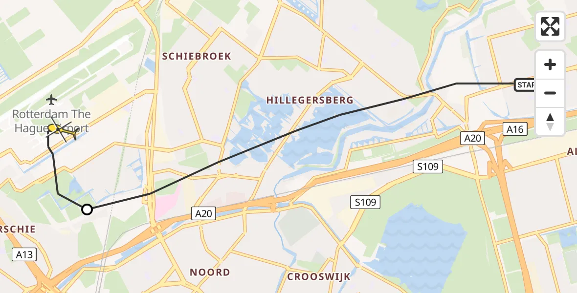 Routekaart van de vlucht: Lifeliner 2 naar Rotterdam The Hague Airport