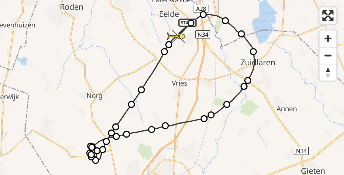 Routekaart van de vlucht: Lifeliner 4 naar Groningen Airport Eelde