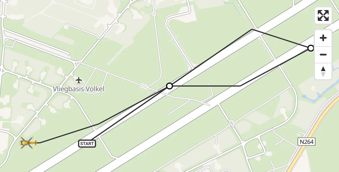 Vluchtroute Traumahelikopter Vliegbasis Volkel - Vliegbasis Volkel, 27 april 2023, 01:28