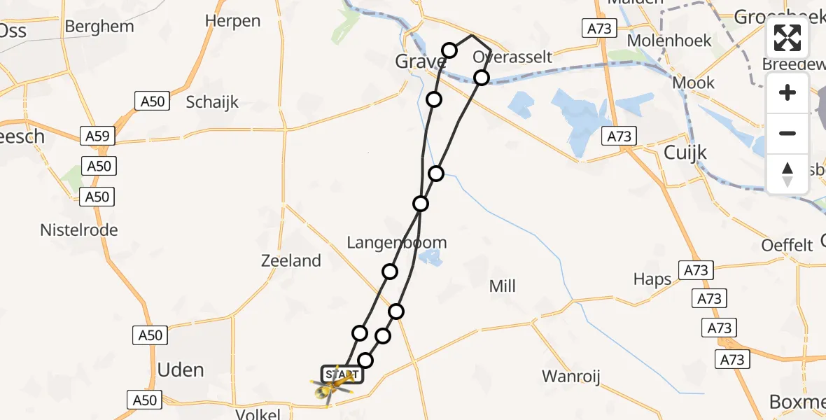 Vluchtroute Traumahelikopter Vliegbasis Volkel - Vliegbasis Volkel, 27 april 2023, 06:59