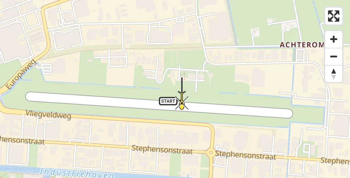 Routekaart van de vlucht: Politiehelikopter naar Vliegveld Hoogeveen