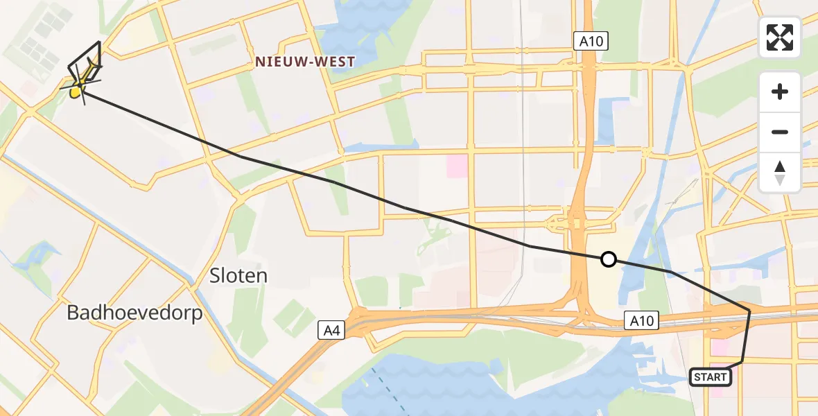 Routekaart van de vlucht: Lifeliner 1 naar Amsterdam